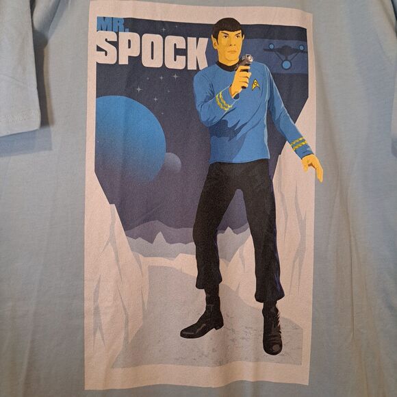 Mr. Spock Star Trek Light Blue Graphic Tee Long T-Shirt Or Nightgown Unisex XXL - Picture 2 of 6